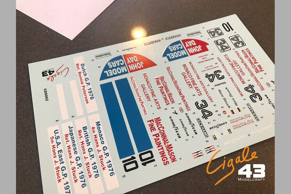 Decals March 761 1976 Formula 1 1/43rd scale for Tameo kits by Cigale 43 (CDS002)