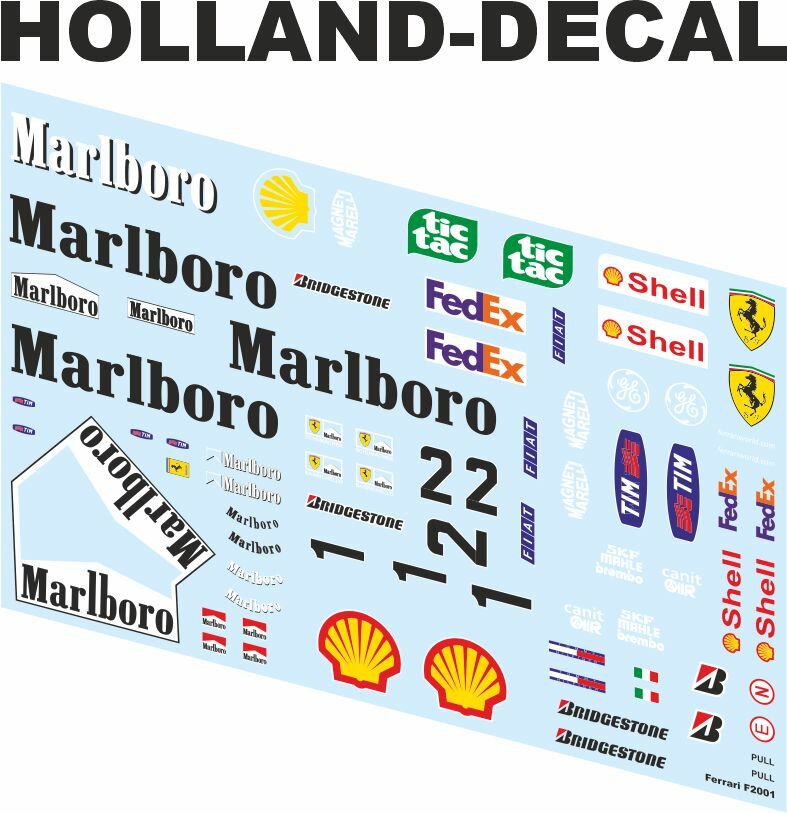 Ferrari F2001 livery decals compleet 1/18 (HD403)