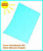 Laser decalpapier Clear (blauwe drager A4) 13mu SUNNY PAPERS