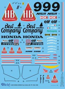 Honda NSR500 „HB Honda“ (WGP500 1989) decals 1/12 (Bleu Stuff 12-005)